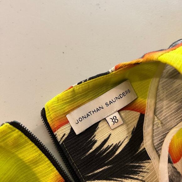 Jonathan Saunders 2014 Yellow Tulip Cropped Short Sleeve Zipper Back Top Size 6 - Picture 7 of 11